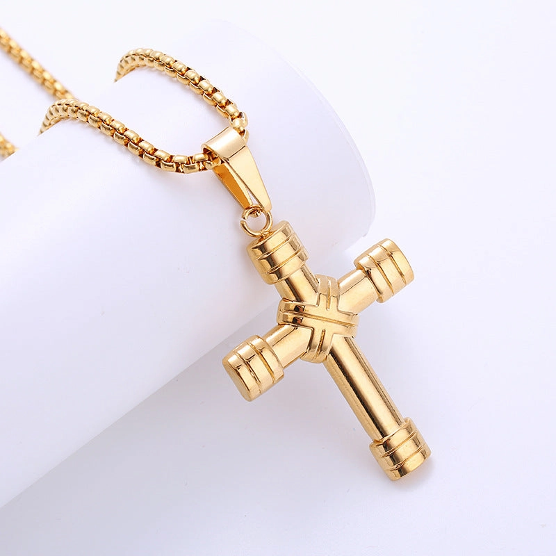 Wholesale Jewelry Stainless Steel Plating 18k Gold Cross Pendant Necklace