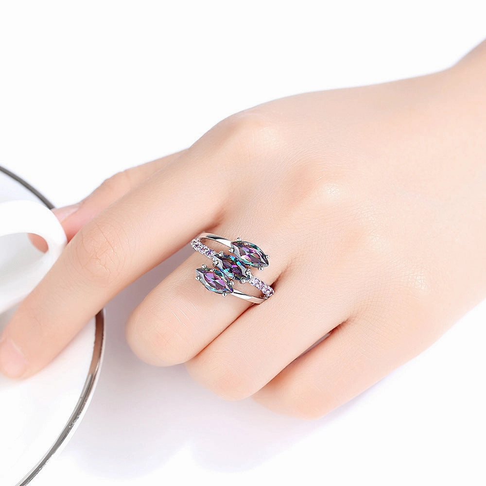 Wholesale Jewelry Triple Head Purple Oval Copper Rings