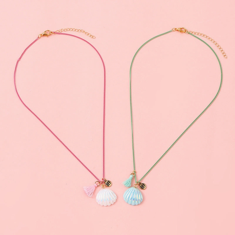 Wholesale Kids Colorful Resin Shell Tassel Pendant Necklaces
