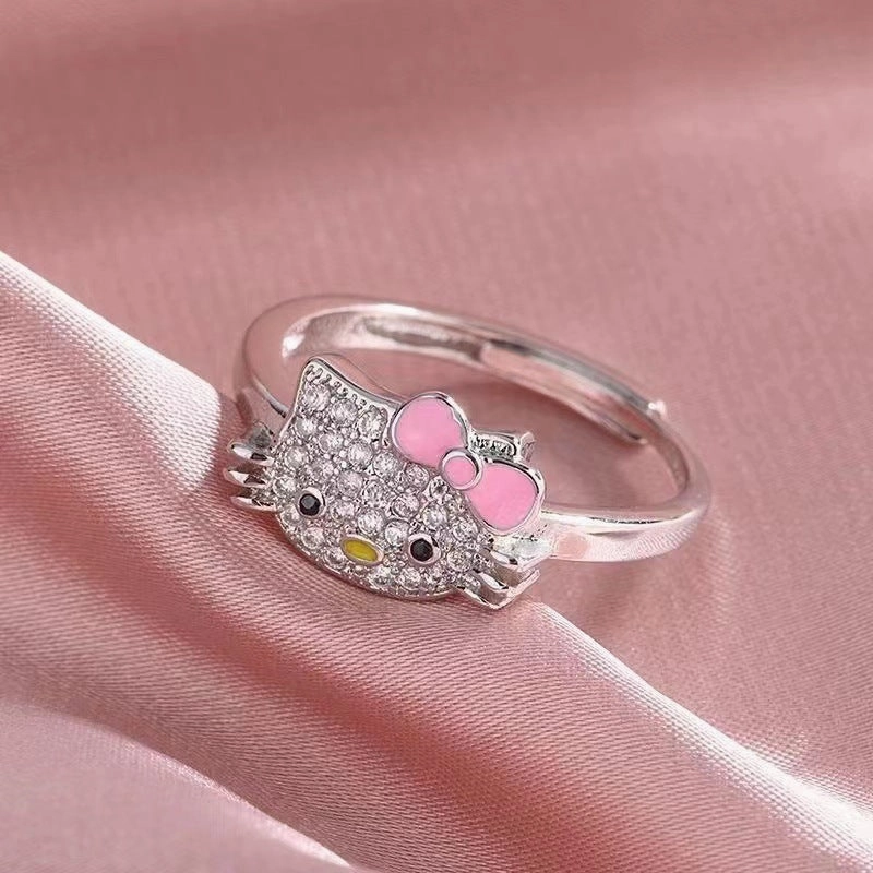 Wholesale Kitty cat diamond open adjustable ring