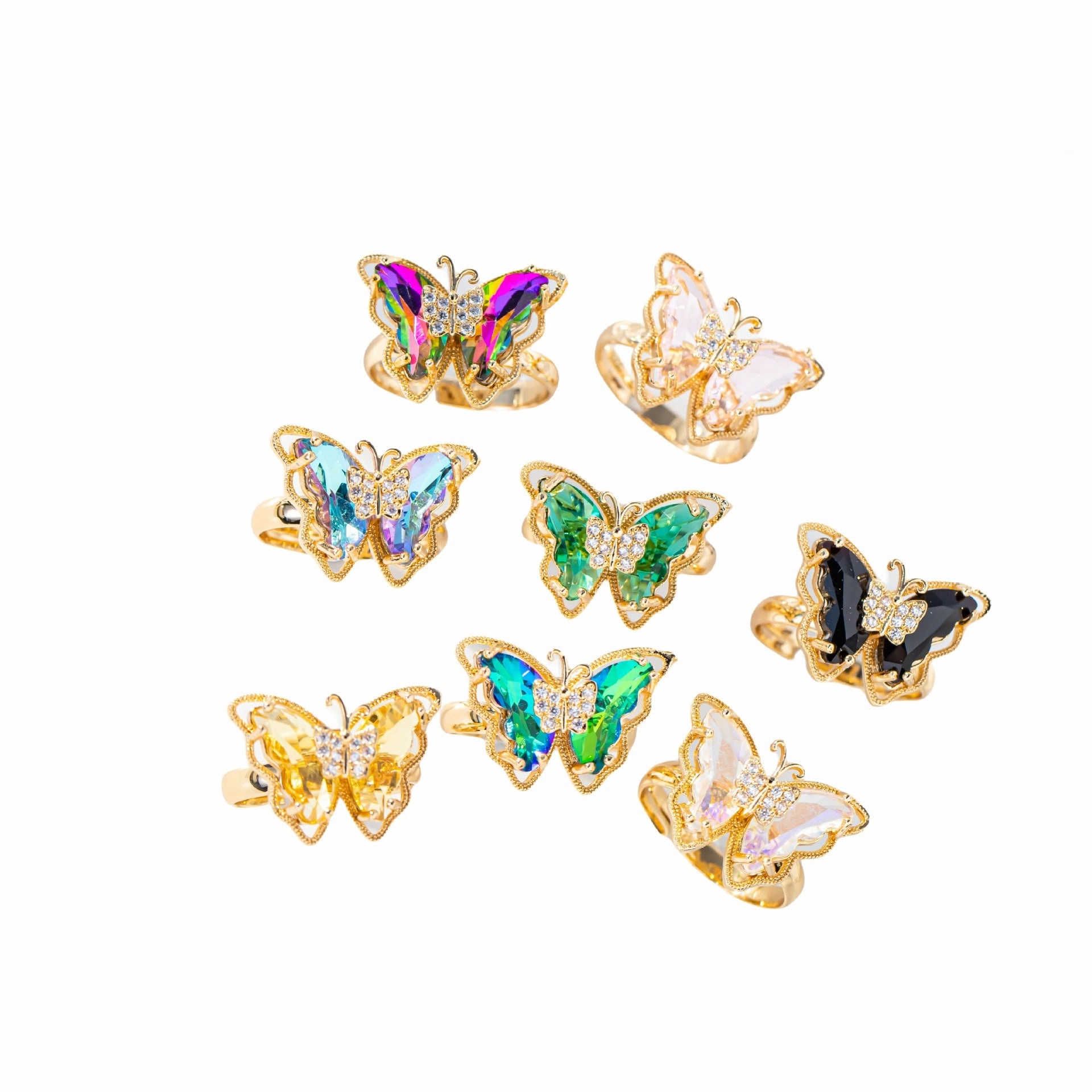 Wholesale Korean Sweet Butterfly Diamond Ring