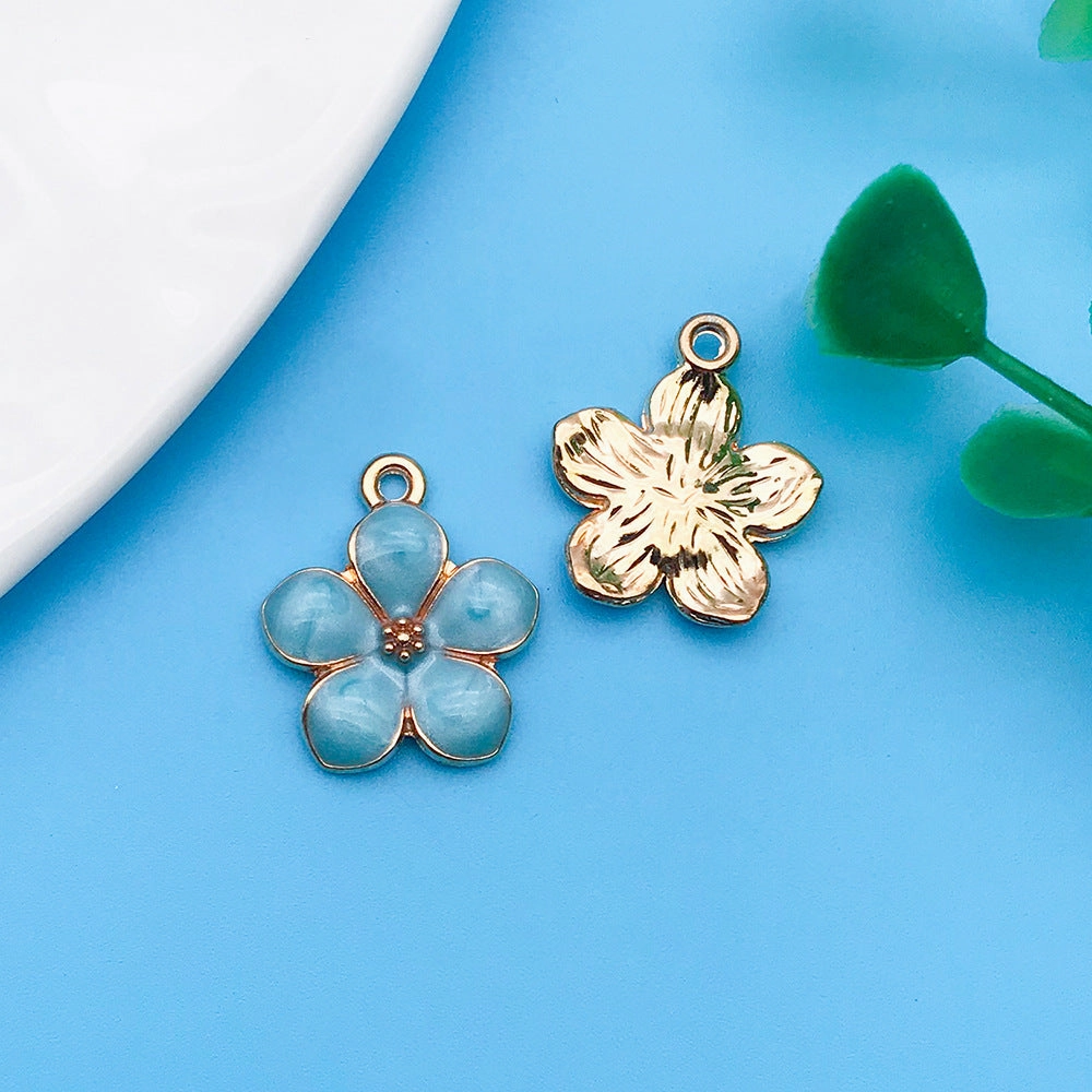 Wholesale Lake Blue Drip Oil Alloy Cartoon Animal Flower DIY Necklace Bracelet Pendant