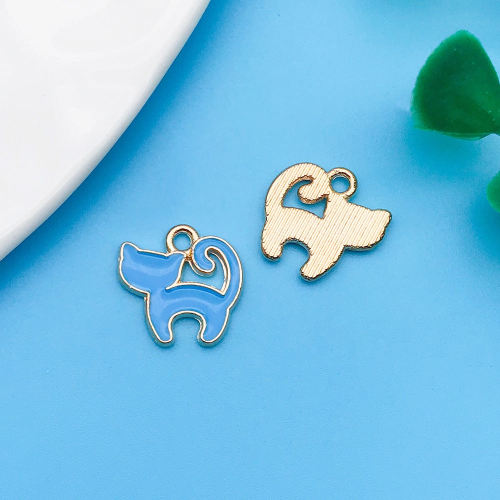 Wholesale Lake Blue Drip Oil Alloy Cartoon Animal Flower DIY Necklace Bracelet Pendant