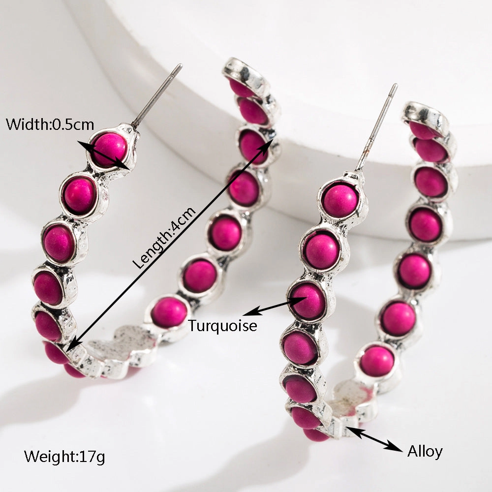 Wholesale Large Circle Turquoise Earrings