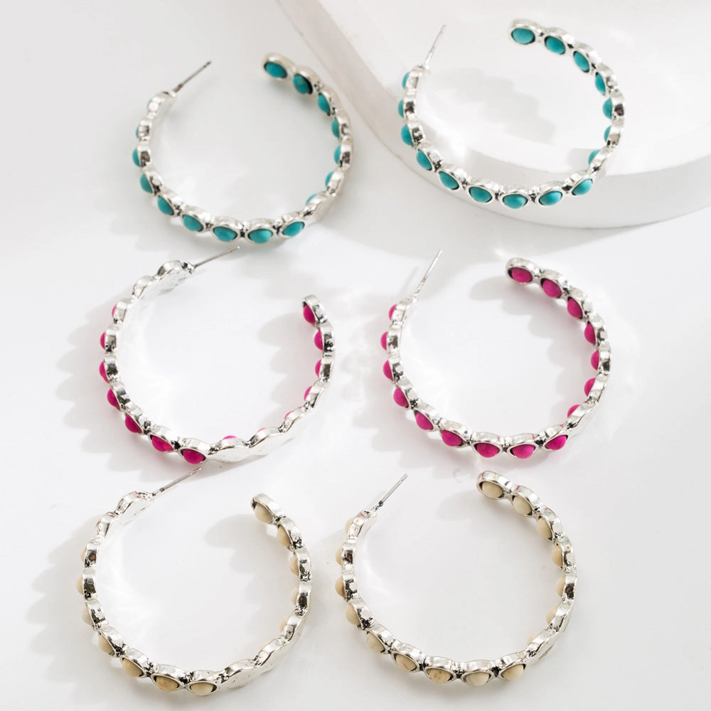 Wholesale Large Circle Turquoise Earrings