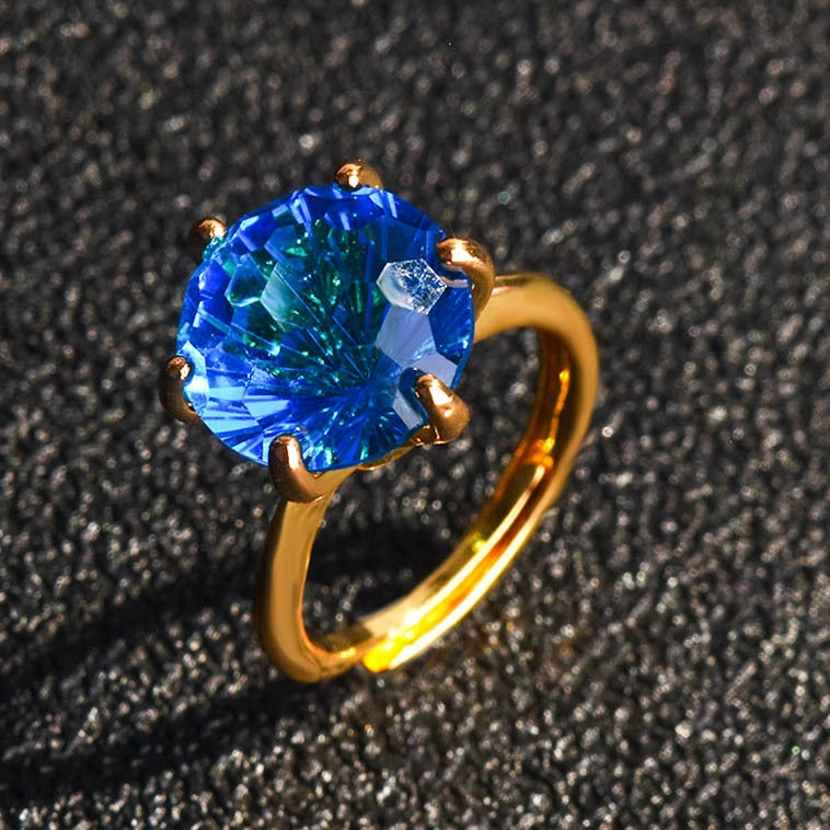 Wholesale Large Gemstone Paraiba Aquamarine Copper Rings