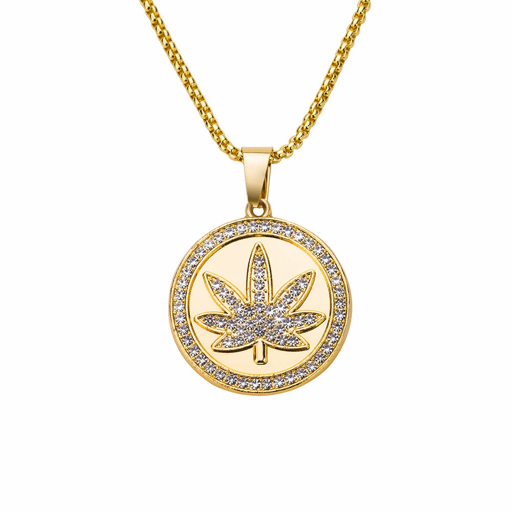 Wholesale Large Maple Leaf Pendant Necklace Alloy