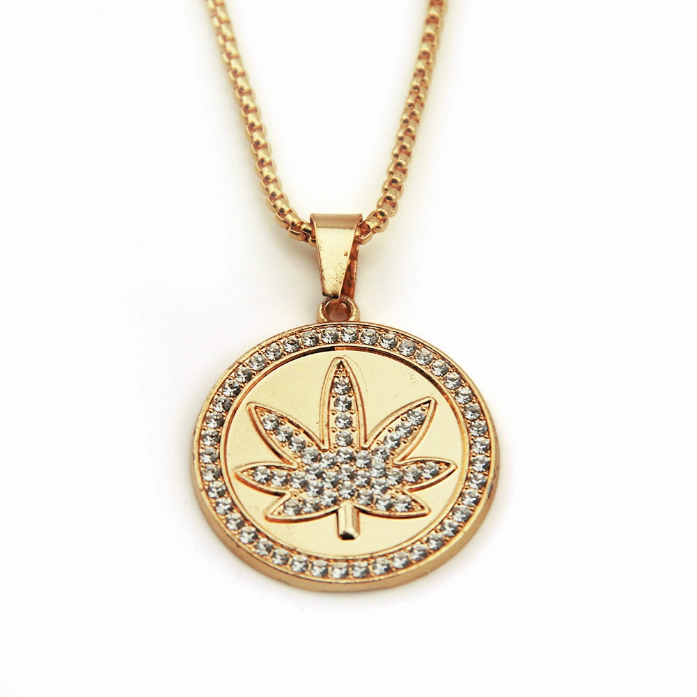 Wholesale Large Maple Leaf Pendant Necklace Alloy