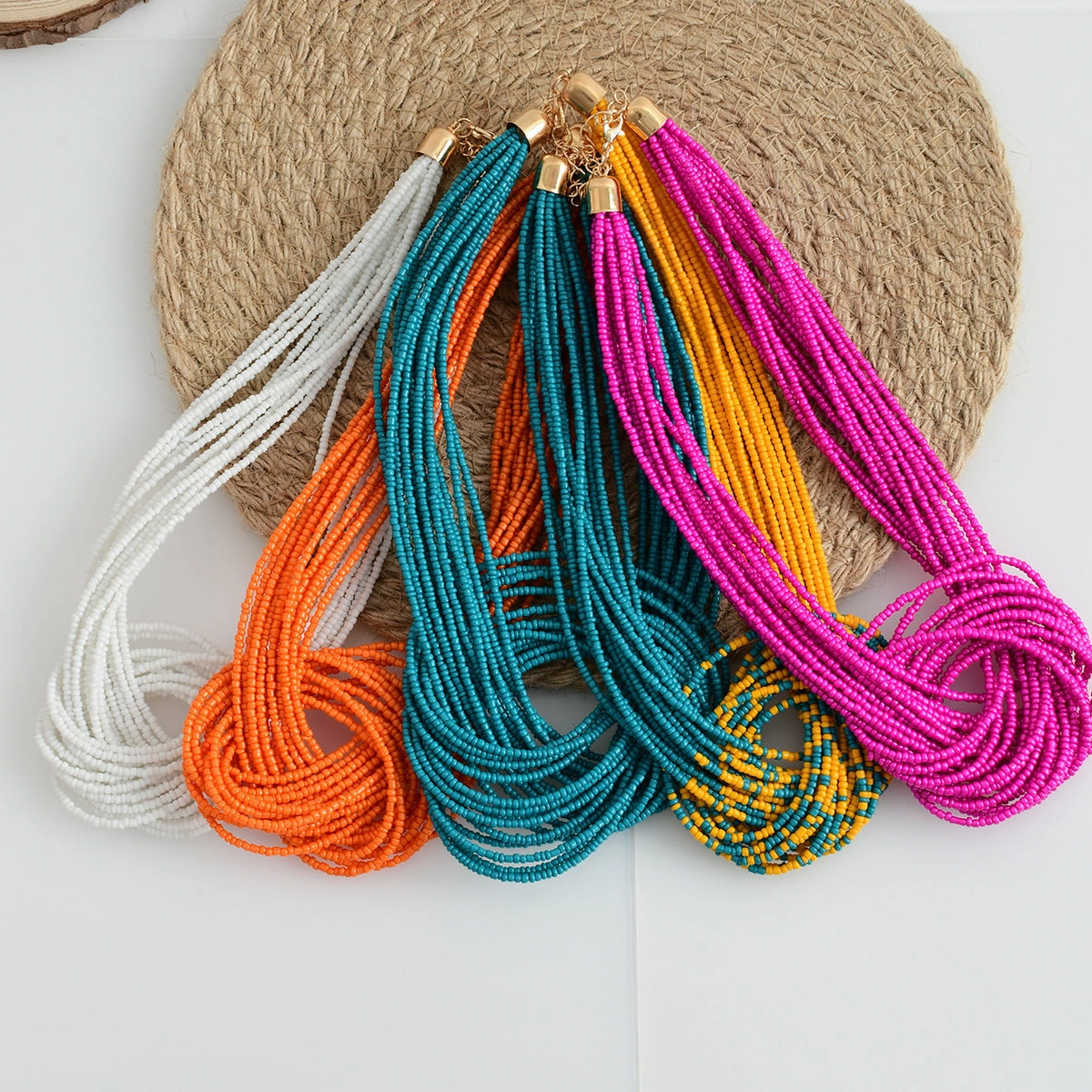 Wholesale Layered Beaded Knot Necklace