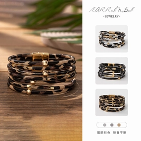 Wholesale Leather Alloy Hot Sexy Leopard Magnetic Clasp Bracelet