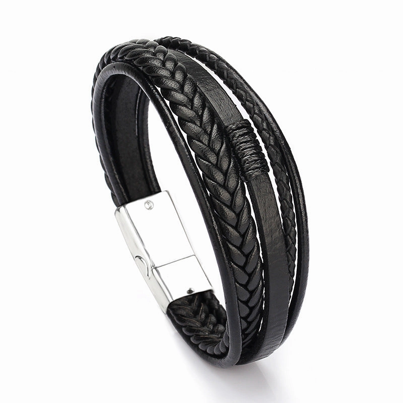 Wholesale Leather Cord Hand Woven Men Bracelet