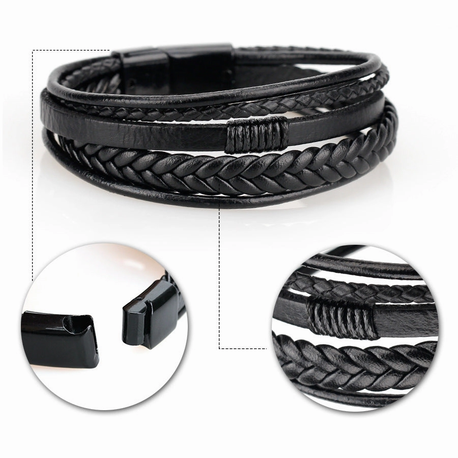 Wholesale Leather Cord Hand Woven Men Bracelet