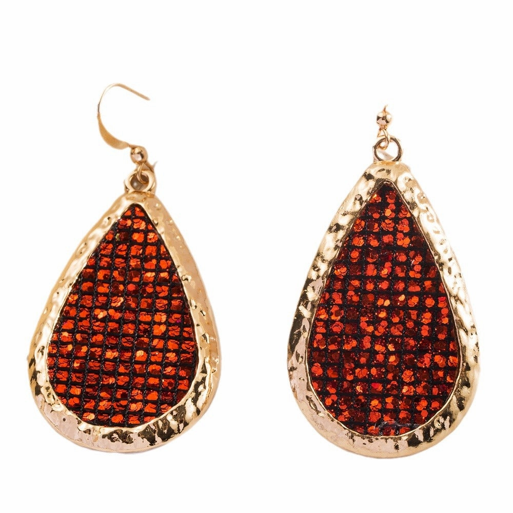 Wholesale Leather sequined teardrop earrings