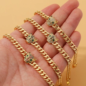 Wholesale Leopard Head Copper Zircon Bracelet