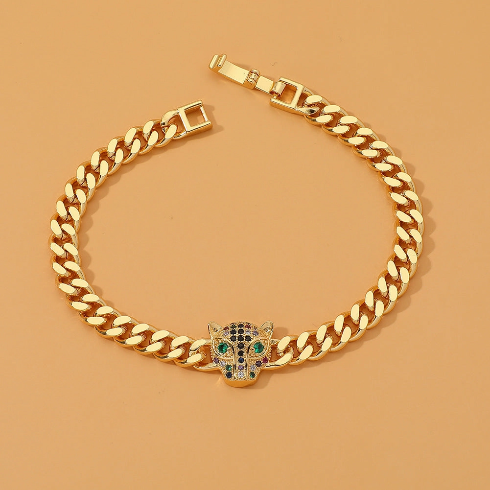 Wholesale Leopard Head Copper Zircon Bracelet