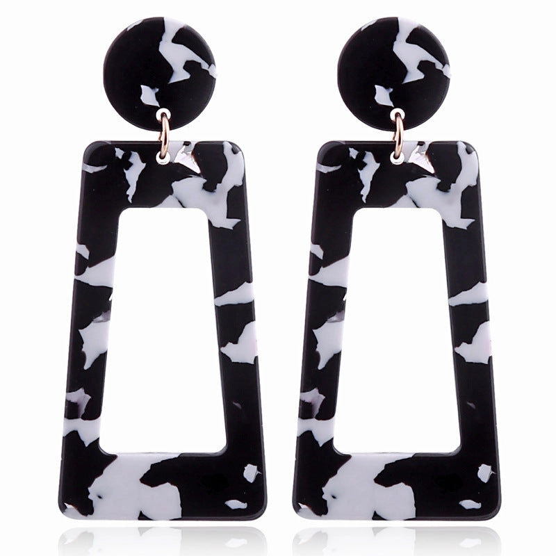 Wholesale Leopard Print Exaggerated Acetate Acrylic Strip Square T-shaped Earrings