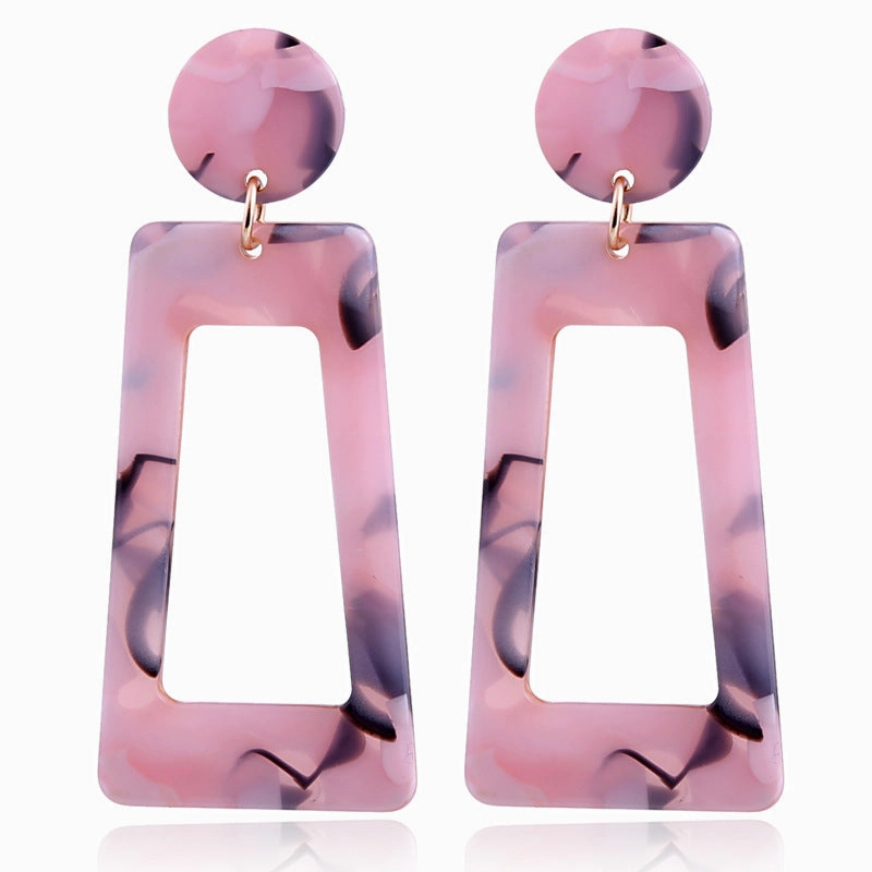 Wholesale Leopard Print Exaggerated Acetate Acrylic Strip Square T-shaped Earrings