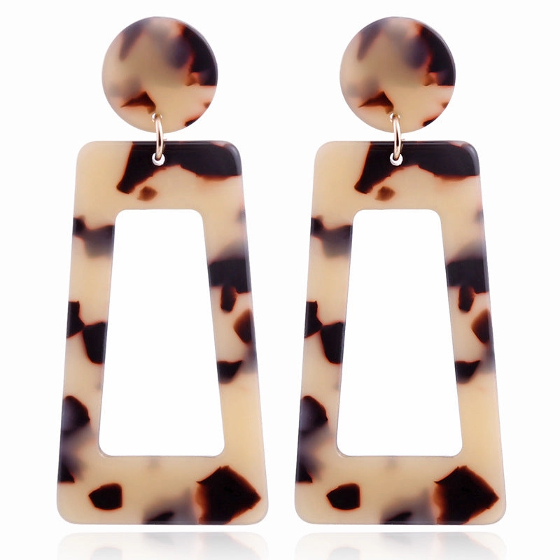 Wholesale Leopard Print Exaggerated Acetate Acrylic Strip Square T-shaped Earrings
