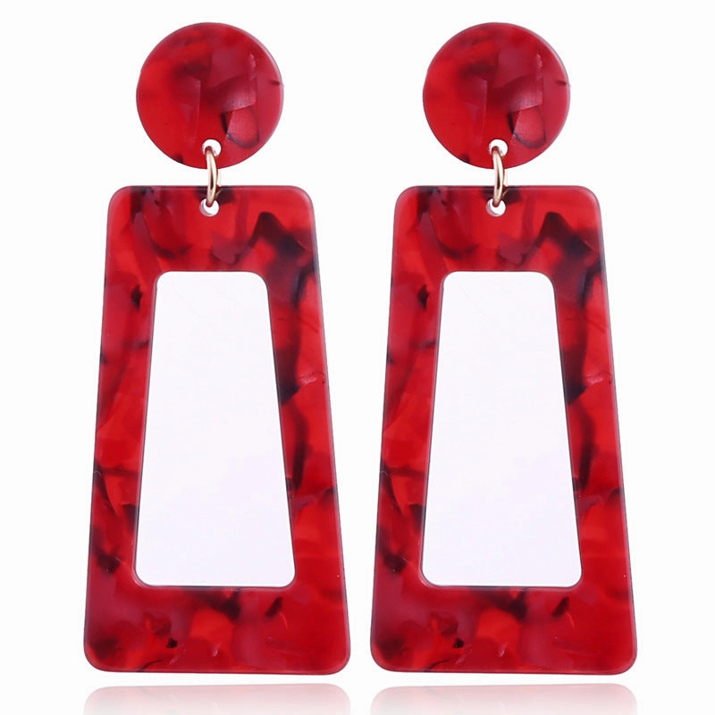Wholesale Leopard Print Exaggerated Acetate Acrylic Strip Square T-shaped Earrings