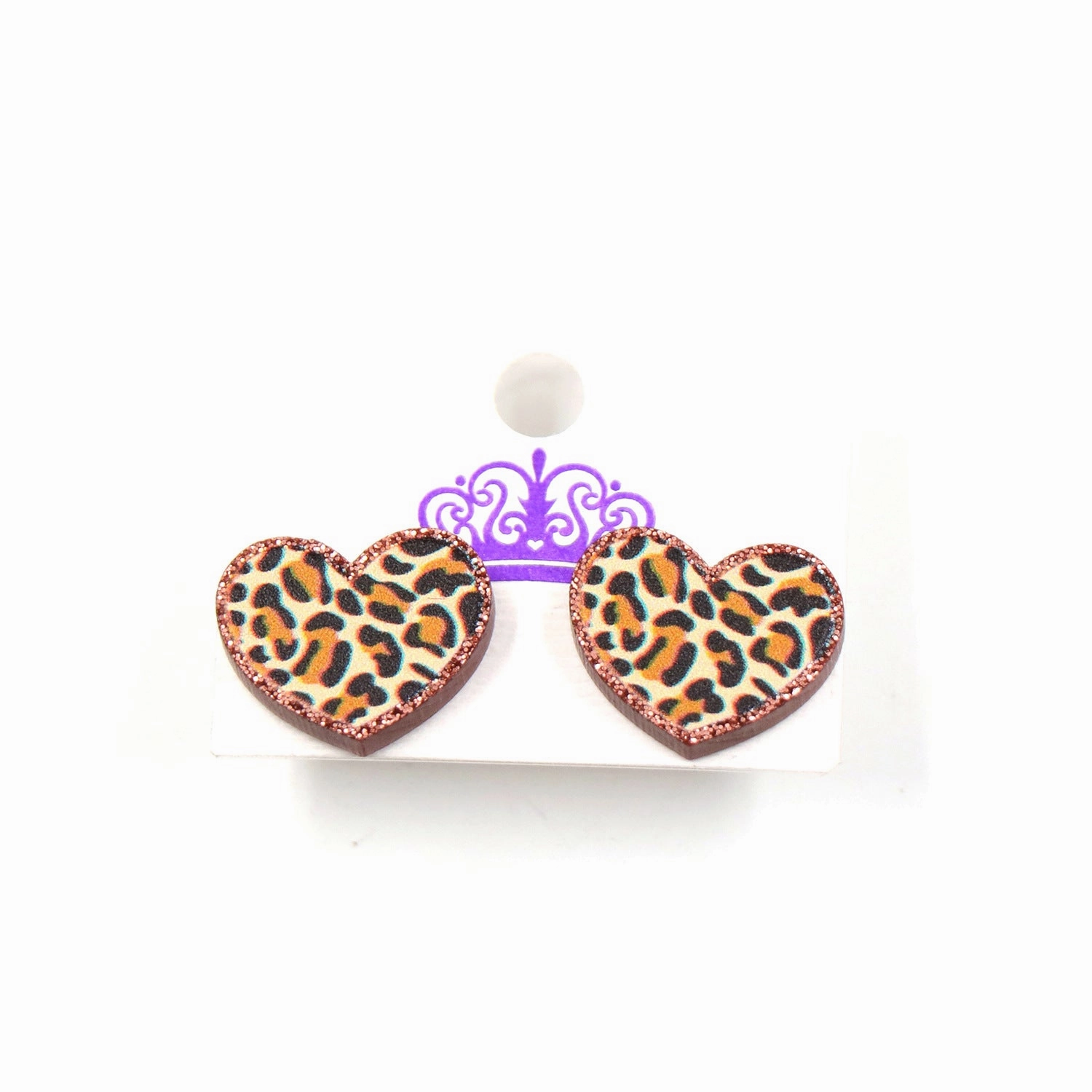 Wholesale Leopard Print Heart-shaped Earrings Valentine's Day Acrylic Earrings