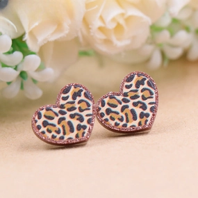 Wholesale Leopard Print Heart-shaped Earrings Valentine's Day Acrylic Earrings