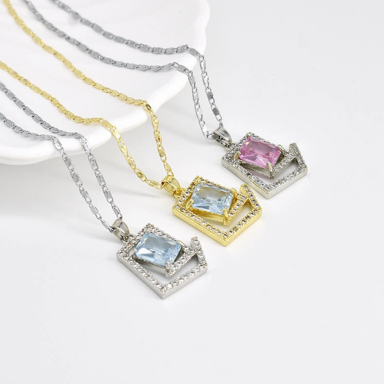 Wholesale Light Luxury 18K Gold-plated Micro-inlaid Zirconia Clavicle Chain