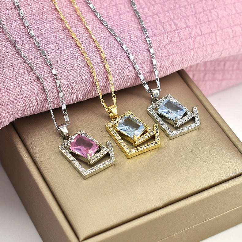 Wholesale Light Luxury 18K Gold-plated Micro-inlaid Zirconia Clavicle Chain