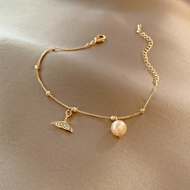 Wholesale Light Luxury Internet Celebrity Fashion Personalized Trendy Bracelet Temperament All-match Simple Pearl Bracelet Geometric Niche Bracelet