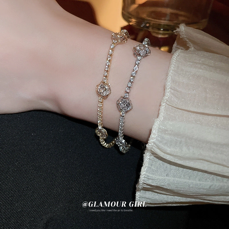 Wholesale Light Luxury Zircon Flower Hollow Bracelet