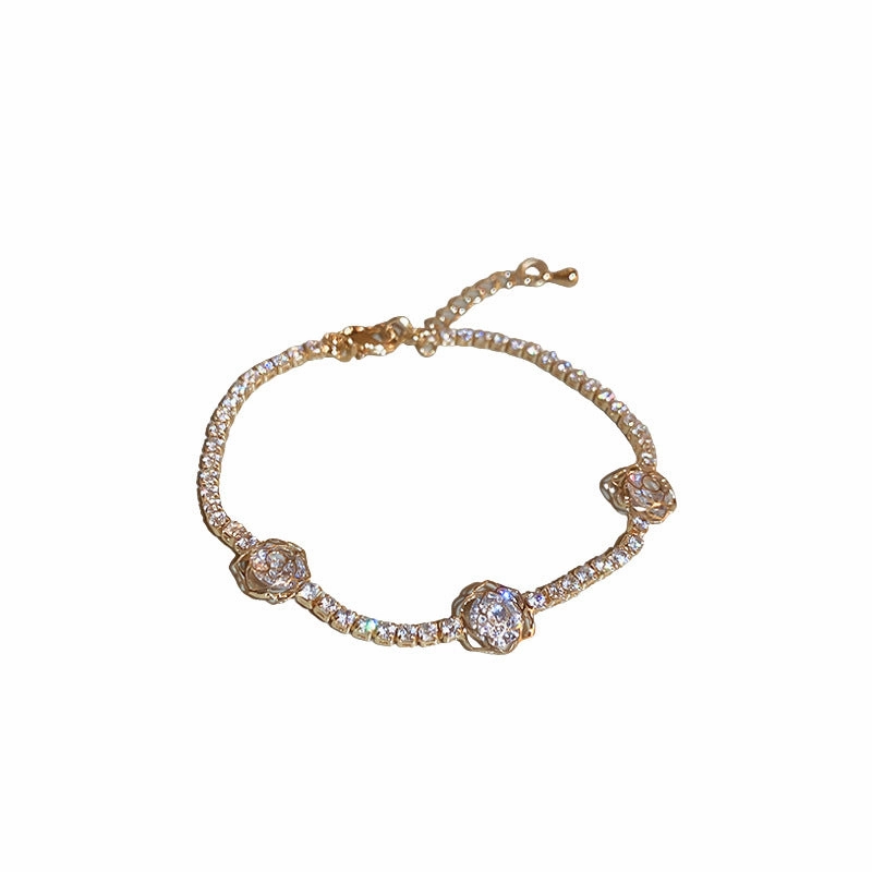 Wholesale Light Luxury Zircon Flower Hollow Bracelet