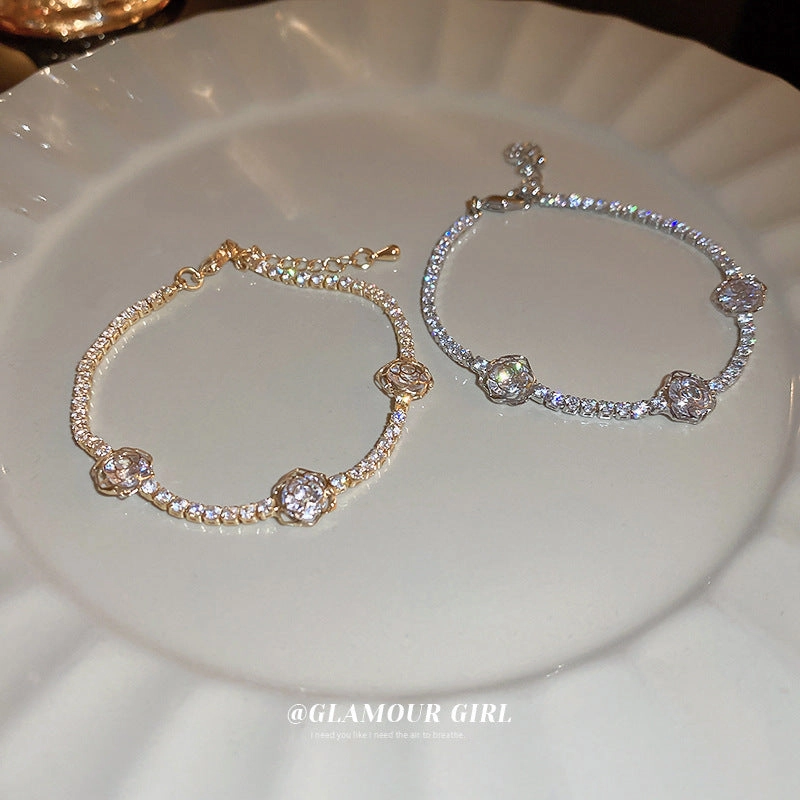 Wholesale Light Luxury Zircon Flower Hollow Bracelet