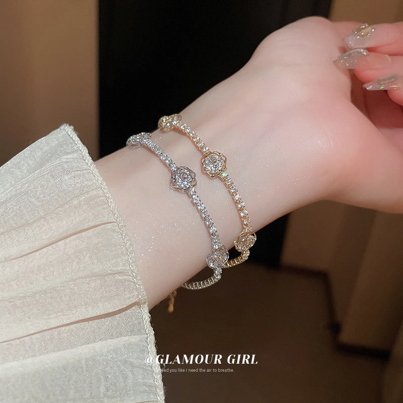 Wholesale Light Luxury Zircon Flower Hollow Bracelet