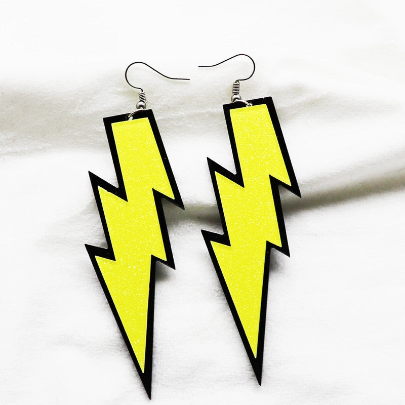 Wholesale Lightning Exaggerated Long Silver Needle Acrylic Earrings
