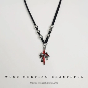 Wholesale Liquefied Star Necklace Hip Hop Style Woolen Chain Niche Design Necklace