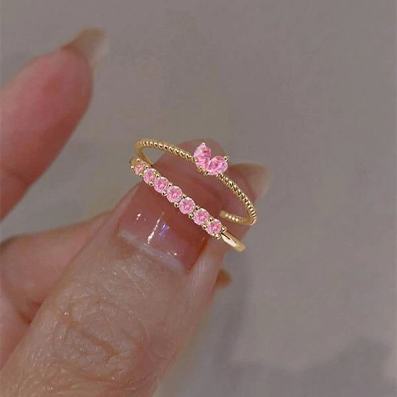 Wholesale Live diamond heart open ring set