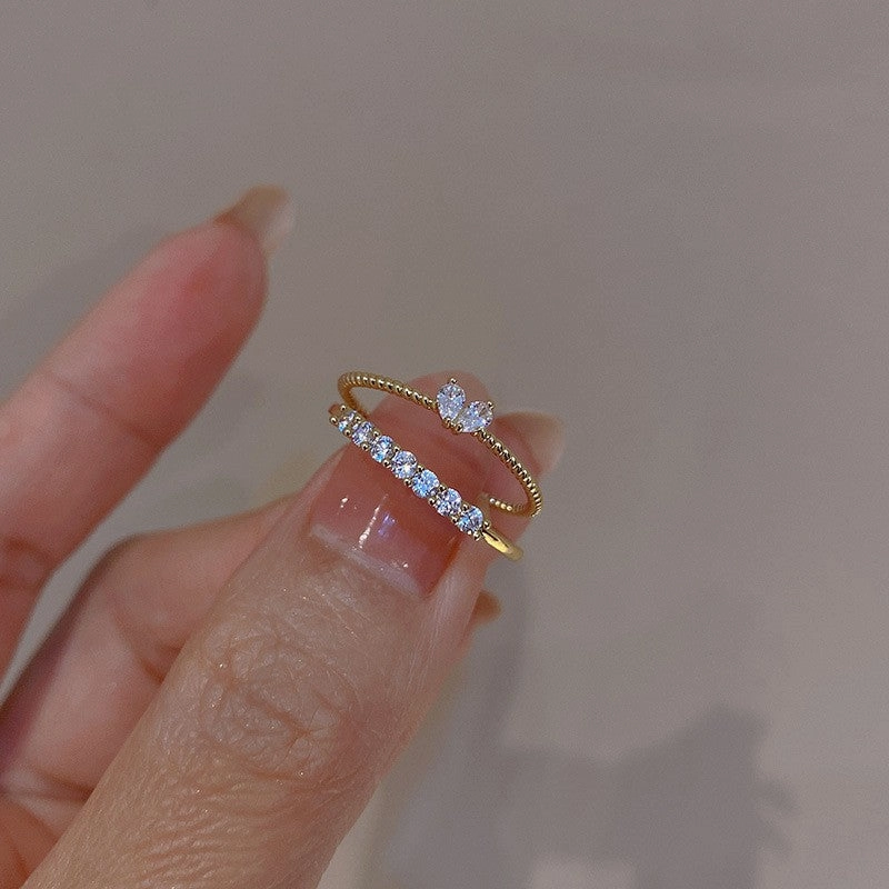Wholesale Live diamond heart open ring set