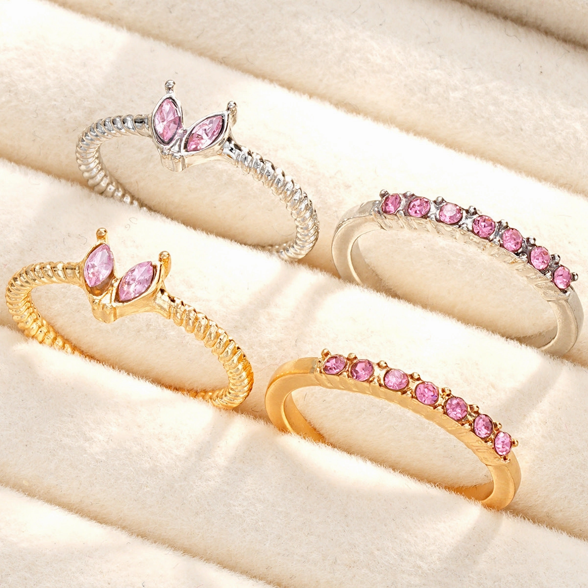 Wholesale Live diamond heart open ring set