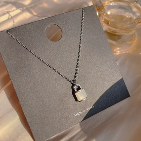 Wholesale Lock Metal Pendant Diamond Titanium Steel Necklace