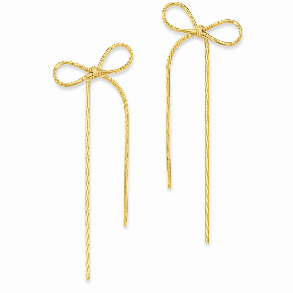 Wholesale Long bow tassel earrings exaggerated earrings