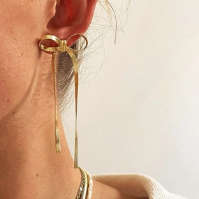 Wholesale Long bow tassel earrings exaggerated earrings