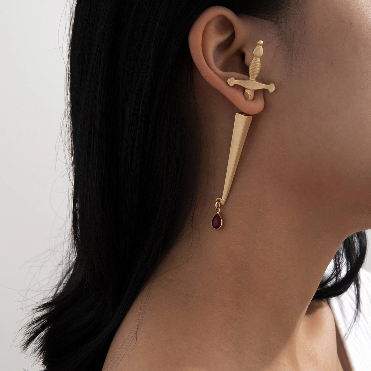 Wholesale Long Water Drop Cross Sword Hilt Alloy Stud Earrings