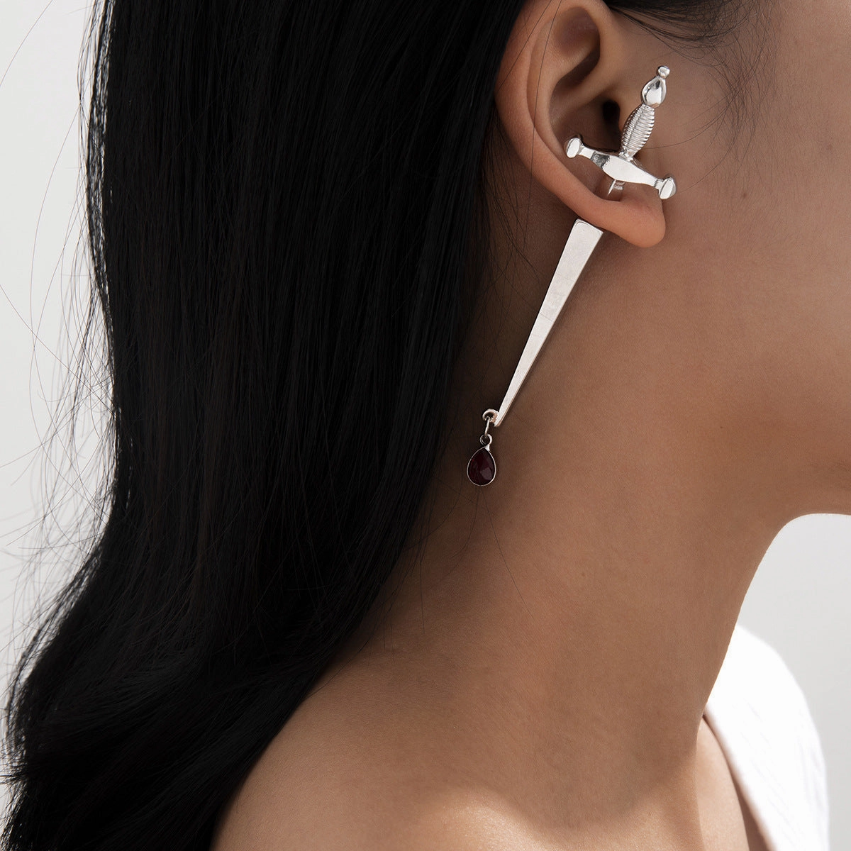 Wholesale Long Water Drop Cross Sword Hilt Alloy Stud Earrings