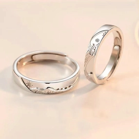 Wholesale Lotus New Style Mountain Oath Sea Vow Couple Rings A Pair Women's Men's Plain Ring Niche Wedding Ring Valentine's Day Gift