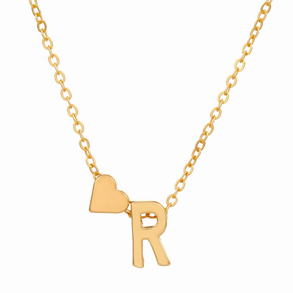 Wholesale love 26 English letters creative heart-shaped short clavicle chain