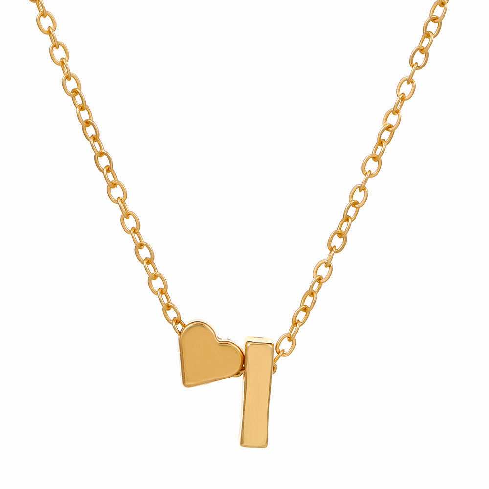 Wholesale love 26 English letters creative heart-shaped short clavicle chain