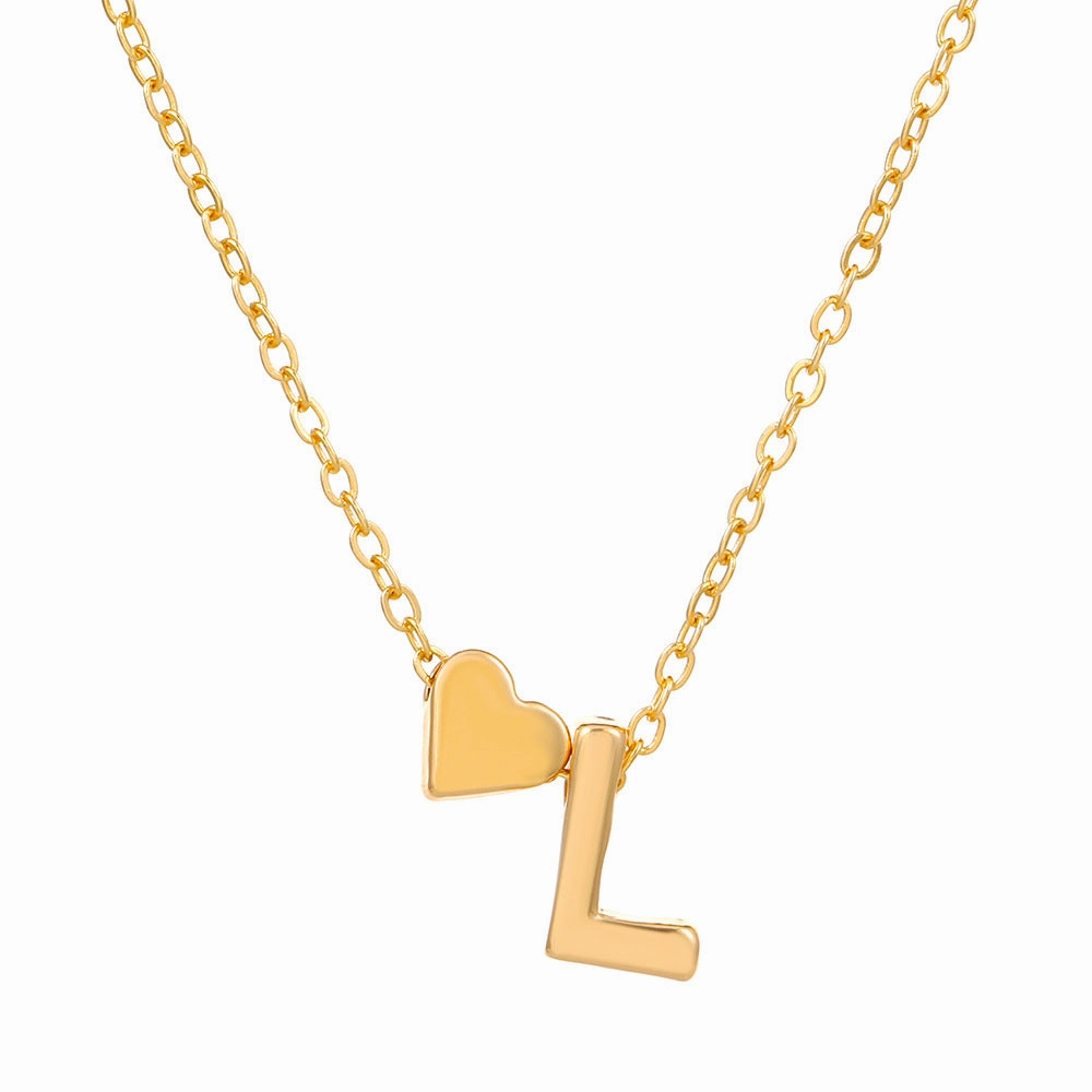 Wholesale love 26 English letters creative heart-shaped short clavicle chain
