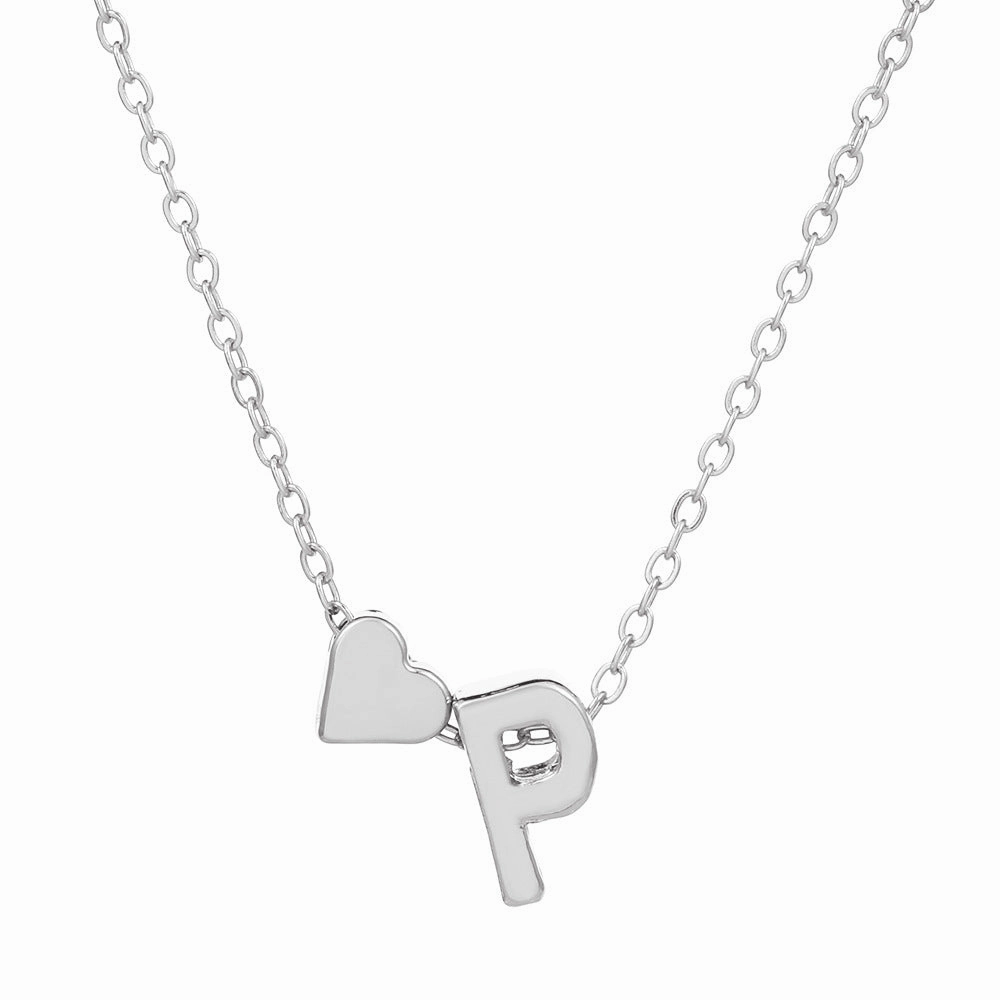 Wholesale love 26 English letters creative heart-shaped short clavicle chain