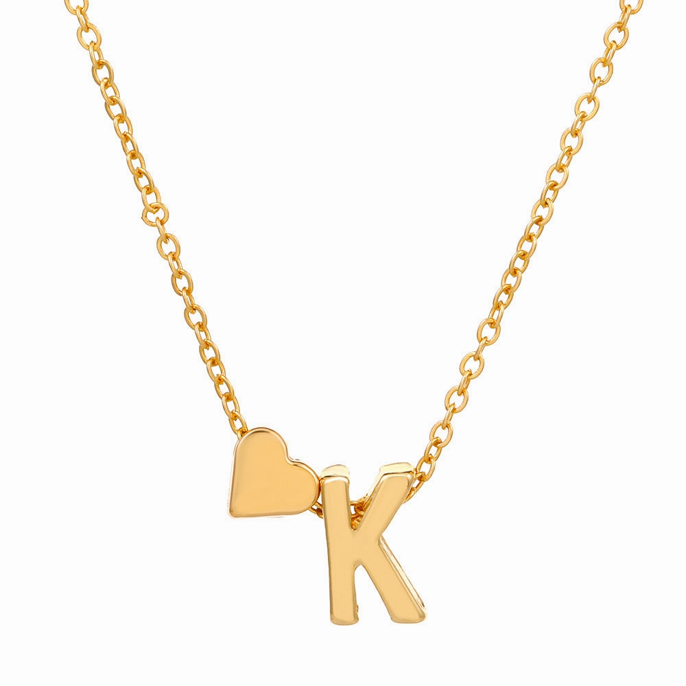 Wholesale love 26 English letters creative heart-shaped short clavicle chain