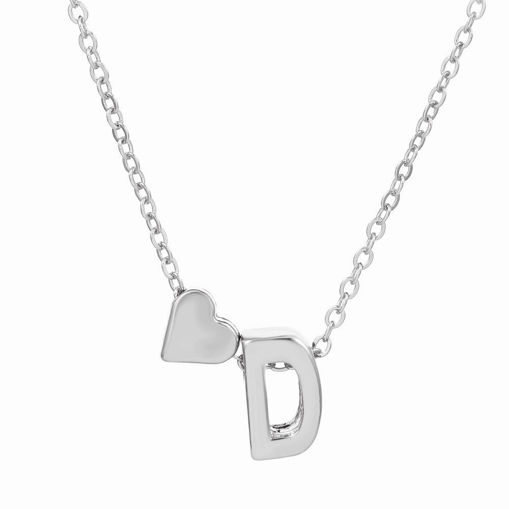 Wholesale love 26 English letters creative heart-shaped short clavicle chain