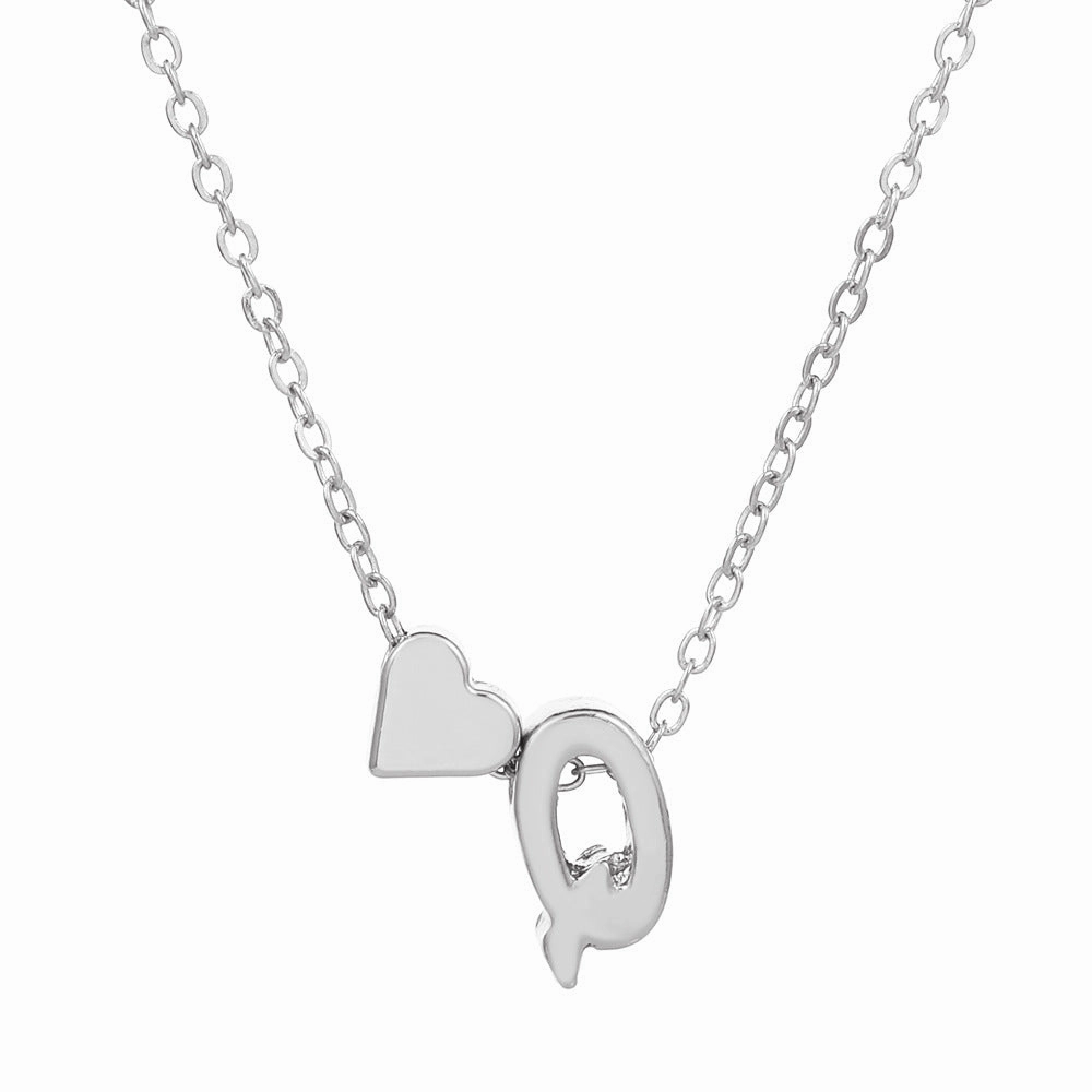 Wholesale love 26 English letters creative heart-shaped short clavicle chain